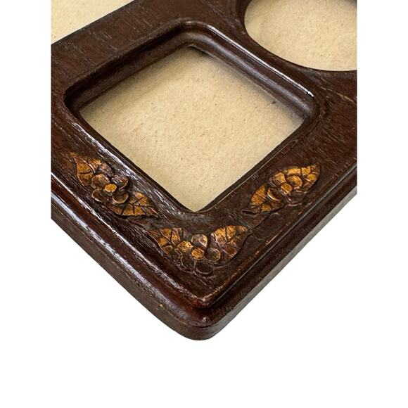 Vintage Collage Picture Frame Multi Opening Dark Wood Gold Details Ornate Photo - Picture 10 of 13